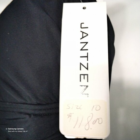 Modest Black 1 Pc. Jantzen Swim Dress Sweetheart Halter Tie Ruched Sz. 10 NWT - Picture 6 of 7